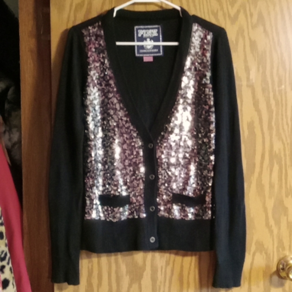 Y2K Pink Sequin Cardigan Sweater